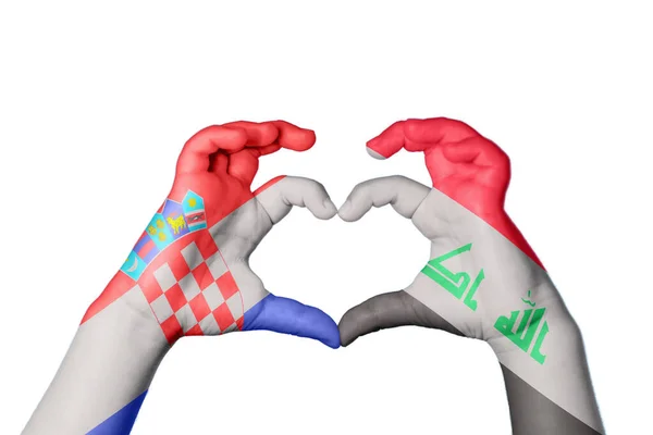 Croatia Iraq Heart Hand Gesture Making Heart Clipping Path — Stock Photo, Image