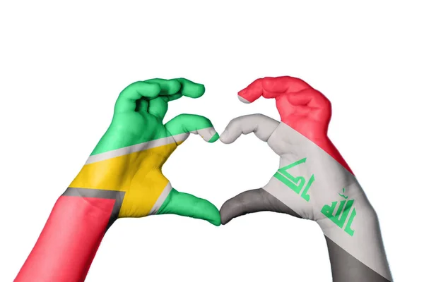 Guyana Irak Herz Handgeste Die Herz Macht Clipping Path — Stockfoto
