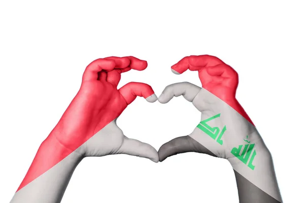 Indonesien Irak Herz Handbewegung Die Herz Macht Clipping Path — Stockfoto