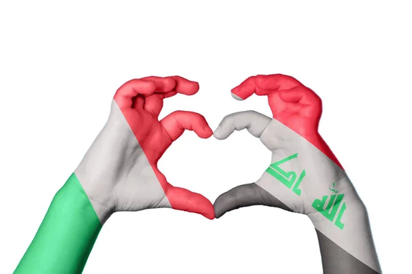 Italien Irak Herz Handbewegung Die Herz Macht Clipping Path — Stockfoto