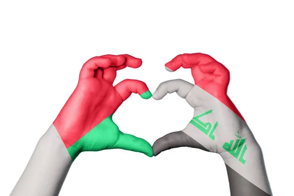 Madagaskar Irak Herz Handbewegung Die Herz Macht Clipping Path — Stockfoto