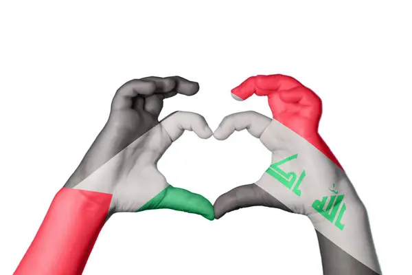 Palestine Iraq Heart Hand Gesture Making Heart Clipping Path — Stock Photo, Image