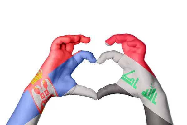 Serbien Irak Herz Handbewegung Die Herz Macht Clipping Path — Stockfoto
