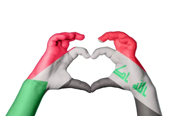 Sudan Iraq Heart Hand Gesture Making Heart Clipping Path — Stock Photo, Image