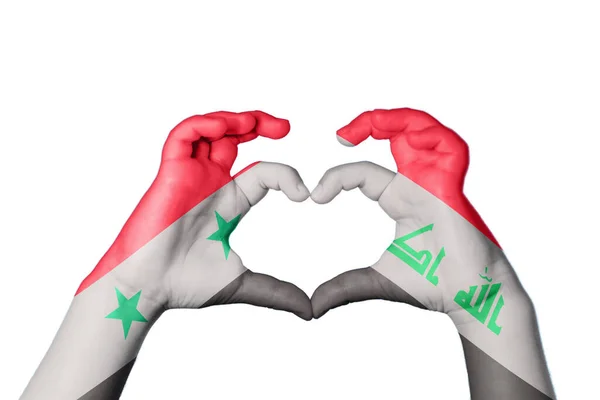 Syria Iraq Heart Hand Gesture Making Heart Clipping Path — Stock Photo, Image