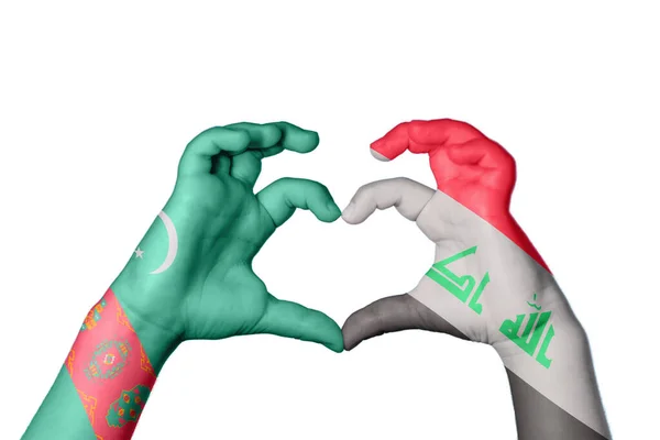 Turkmenistan Irak Herz Handbewegung Die Herz Macht Clipping Path — Stockfoto