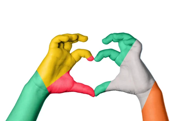 Benin Ireland Heart Hand Gesture Making Heart Clipping Path — Stock Photo, Image