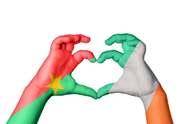 Burkina Faso Irlanda Corazón Hacer Gestos Mano Del Corazón Recortar — Foto de Stock