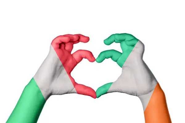 Italie Irlande Coeur Geste Main Faisant Coeur Sentier Coupe — Photo