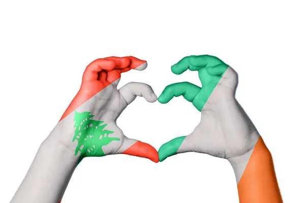 Libanon Írország Heart Hand Gesture Making Heart Clipping Path — Stock Fotó