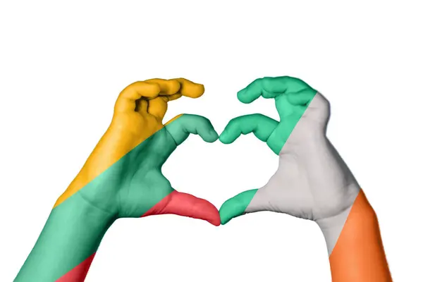 Litauen Irland Herz Handbewegung Die Herz Macht Clipping Path — Stockfoto