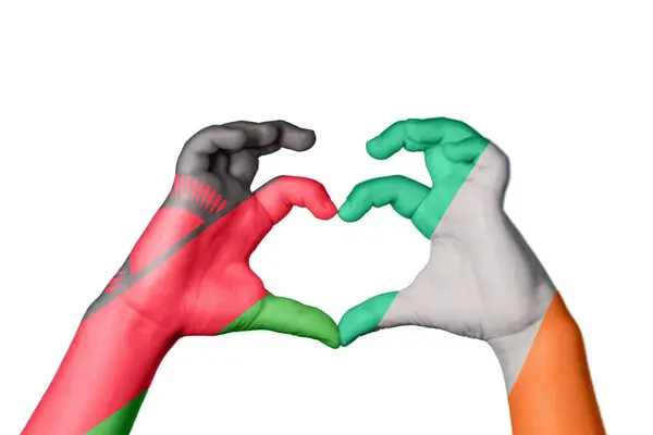 Malawi Irlande Coeur Geste Main Faisant Coeur Sentier Coupure — Photo