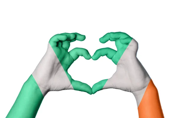 Nigeria Irlande Coeur Geste Main Faisant Coeur Sentier Coupure — Photo