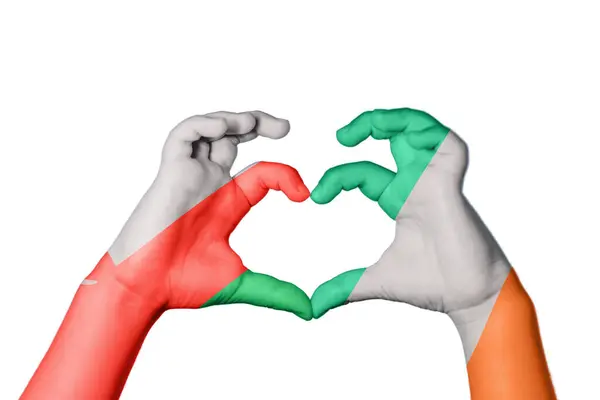 Oman Ireland Heart Hand Gesture Making Heart Clipping Path — Stock Photo, Image