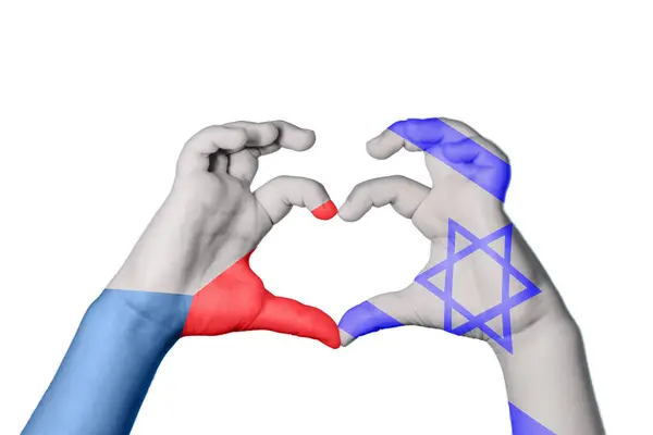 Czech Republic Israel Heart Hand Gesture Making Heart Clipping Path — Stock Photo, Image
