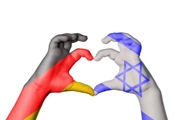 Germany Israel Heart Hand Gesture Making Heart Clipping Path — Stock Photo, Image