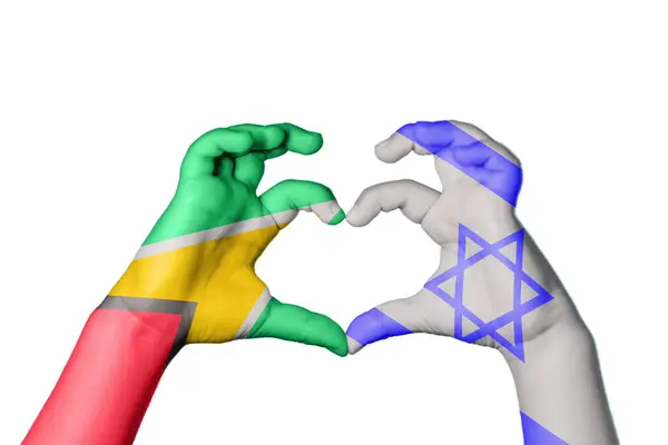 Guyana Izrael Szív Kéz Gesztus Készítő Szív Vágó — Stock Fotó