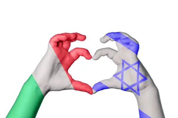 Italie Israël Cœur Geste Main Faisant Cœur Sentier Coupe — Photo