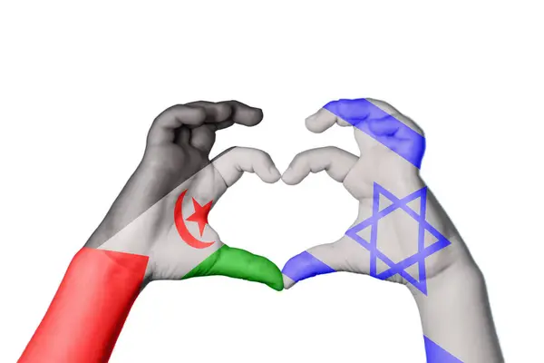 阿拉伯撒哈拉民主共和国Israel Heart Hand Gesture Making Heart Clipping Path — 图库照片