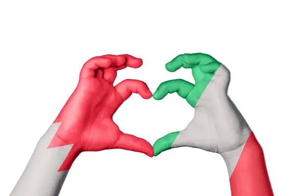 Bahrain Italy Heart Hand Gesture Making Heart Clipping Path — Stock Photo, Image