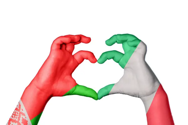 Weißrussland Italien Herz Handgeste Die Herz Macht Clipping Path — Stockfoto