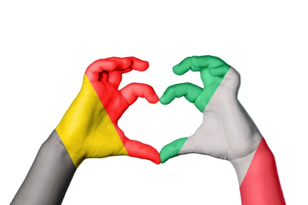 Βέλγιο Ιταλία Καρδιά Χειρονομία Χέρι Καθιστώντας Την Καρδιά Ψαλιδίζοντας Διαδρομή — Φωτογραφία Αρχείου