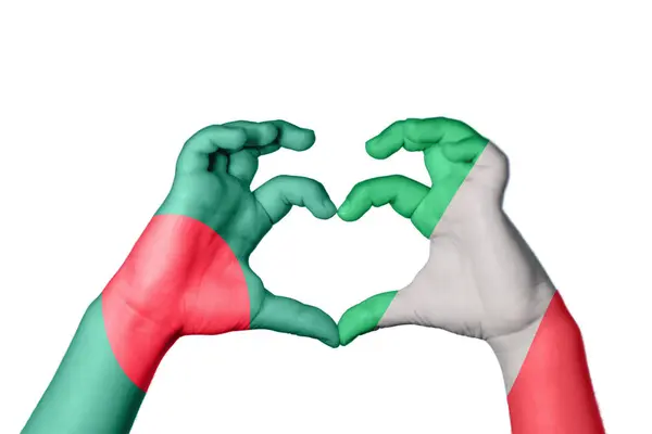 방글라데시 이탈리아 심장을 만드는 제스처 클리핑 — 스톡 사진