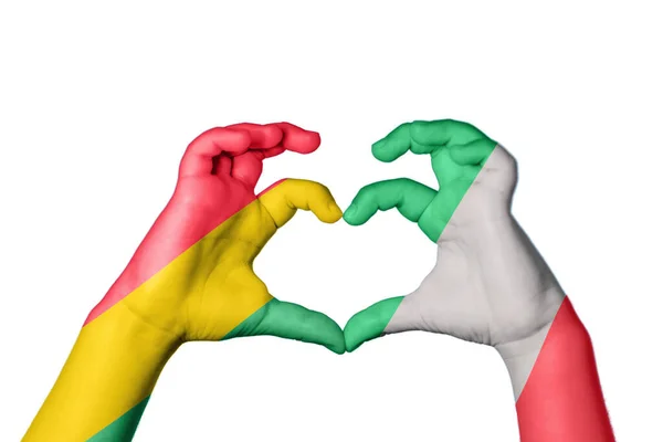 Bolivia Italy Heart Hand Gesture Making Heart Clipping Path — Stock Photo, Image