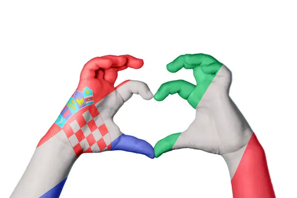 Horvátország Olaszország Heart Hand Gesture Making Heart Clipping Path — Stock Fotó
