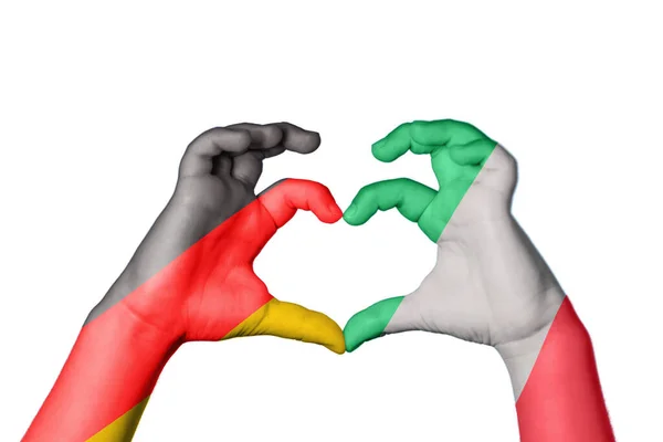 Németország Olaszország Szív Kézmozdulatok Készítése Szív Vágási Útvonal — Stock Fotó