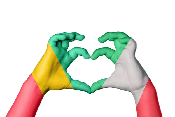 Guinea Italy Heart Hand Gesture Making Heart Clipping Path — Stock Photo, Image
