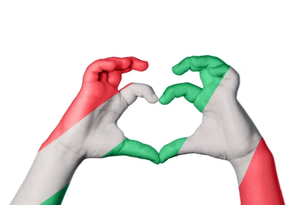 Hungary Italy Heart Hand Gesture Making Heart Clipping Path — Stock Photo, Image