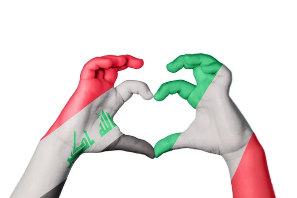 Irak Italien Hjärta Hand Gest Gör Hjärta Klippbana — Stockfoto
