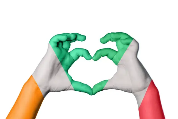 Elfenbeinküste Italien Herz Handbewegung Die Herz Macht Clipping Path — Stockfoto