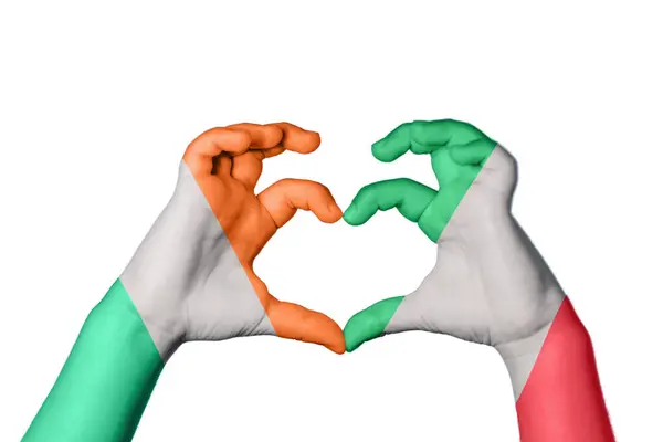 아일랜드 이탈리아 심장을 만드는 제스처 클리핑 — 스톡 사진