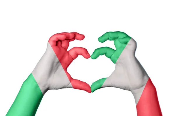 Italy Heart Hand Gesture Making Heart Clipping Path — стоковое фото
