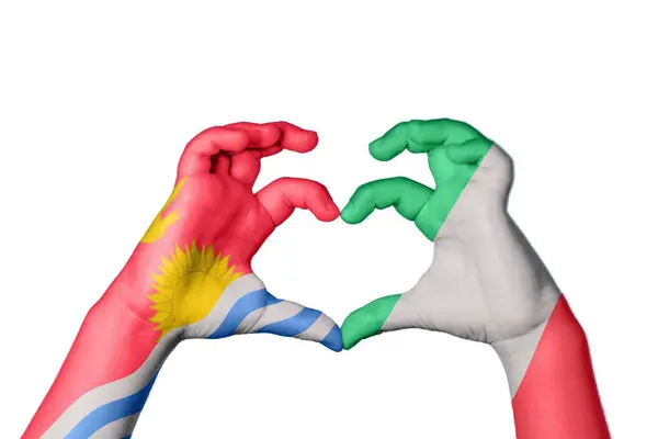 Kiribati Italy Heart Hand Gesture Making Heart Clipping Path — Stock Photo, Image