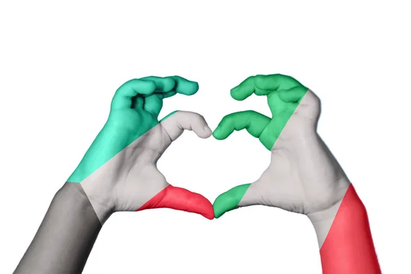쿠웨이트 이탈리아 심장을 만드는 제스처 클리핑 — 스톡 사진