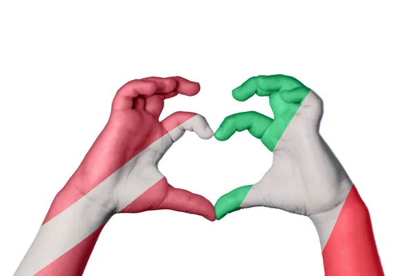 Lettland Italien Herz Handbewegung Die Herz Macht Clipping Path — Stockfoto
