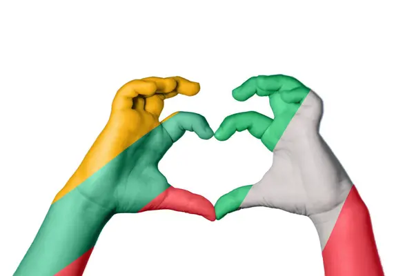 Litauen Italien Herz Handbewegung Die Herz Macht Clipping Path — Stockfoto