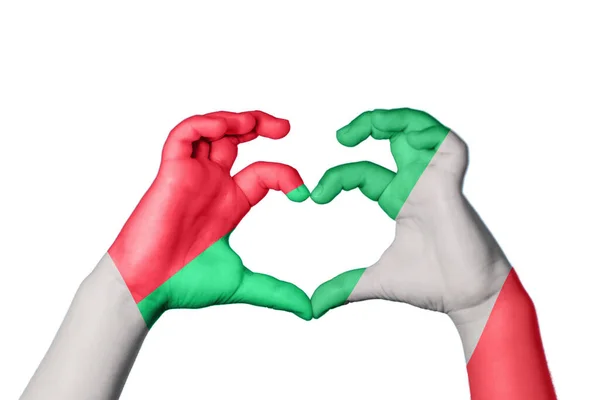 Madagascar Italie Coeur Geste Main Faisant Coeur Sentier Coupe — Photo