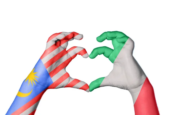 Malásia Itália Coração Gesto Mão Fazendo Coração Clipping Path — Fotografia de Stock