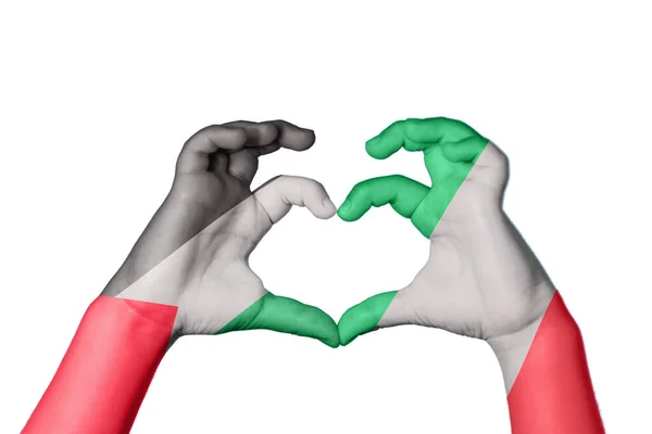 Palesztina Olaszország Szív Kézmozdulatok Készítése Szív Vágási Útvonal — Stock Fotó