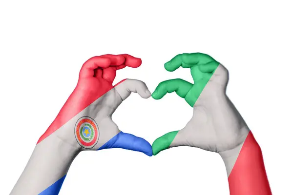 Парагвай Італія Серце Жест Рук Робить Серце Відсічний Контур — стокове фото