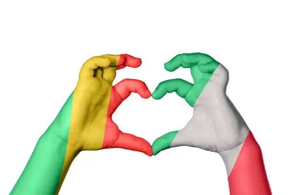 Republic Congo Italy Heart Hand Gesture Making Heart Clipping Path — Stock Photo, Image
