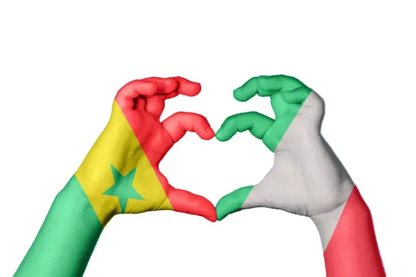 Senegal Włochy Serce Gest Ręczny Serca Ścieżka Clipping — Zdjęcie stockowe