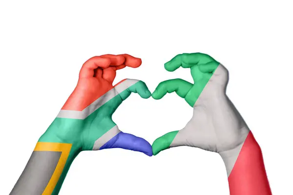 Південно Африканська Республіка Італія Серце Жест Рук Робить Серце Відсічний — стокове фото