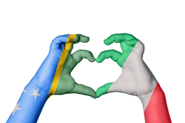 Salomonseilanden Italië Hart Hand Gebaar Maken Hart Knippad — Stockfoto