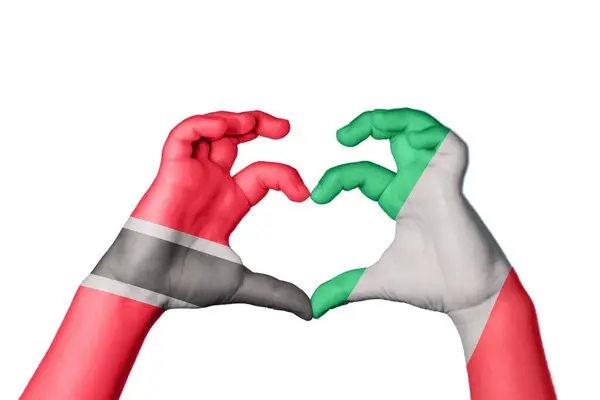Trinidad Och Tobago Italien Hjärta Hand Gest Att Göra Hjärta — Stockfoto