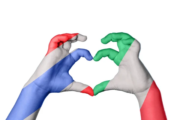 Thajsko Itálie Srdce Ruční Gesto Tvorby Srdce Ořezávání Stezka — Stock fotografie